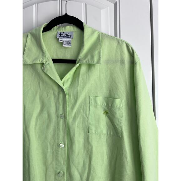 Vintage Lilly Pulitzer Linen Blend Green Blouse - Size Medium - Picture 2 of 8
